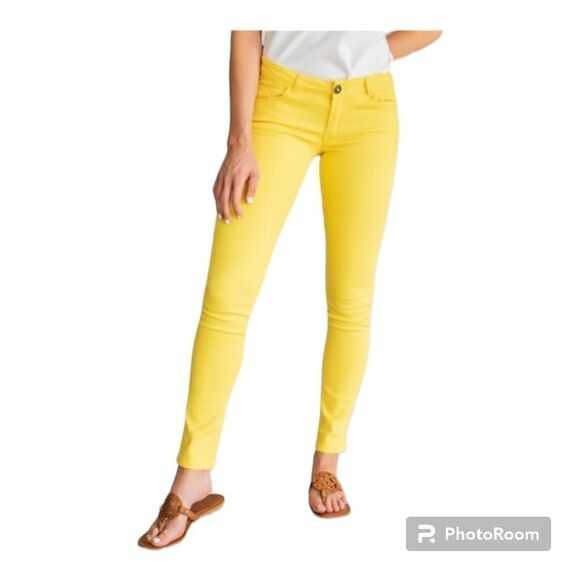 C est 1946 Yellow rayon and cotton jeggings with zipper closure - Picture 1 of 7